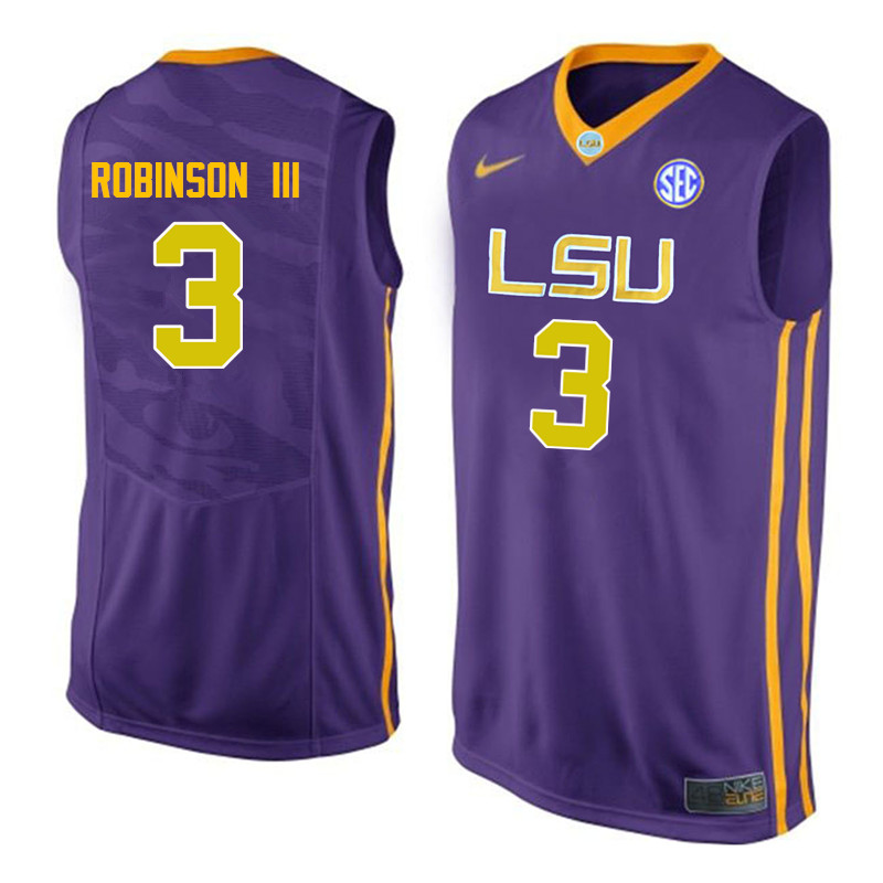 Men LSU Tigers #3 Elbert Robinson III College Basketball Jerseys-Purple